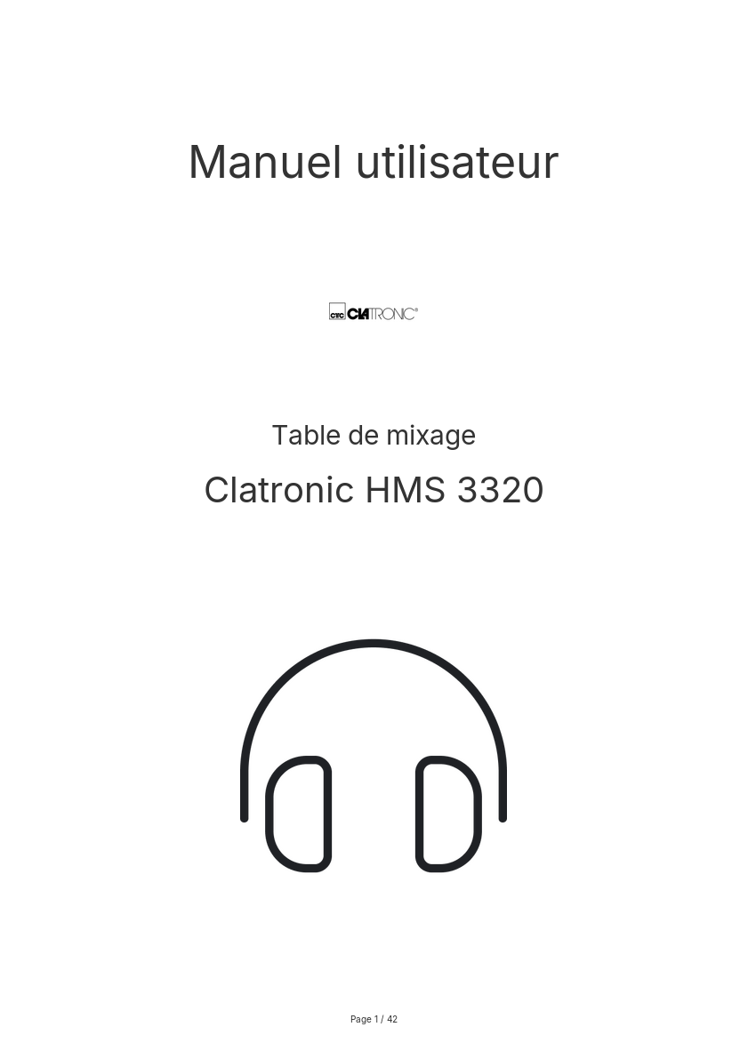 Page n°1 - Manuel utilisateur Clatronic HMS 3320