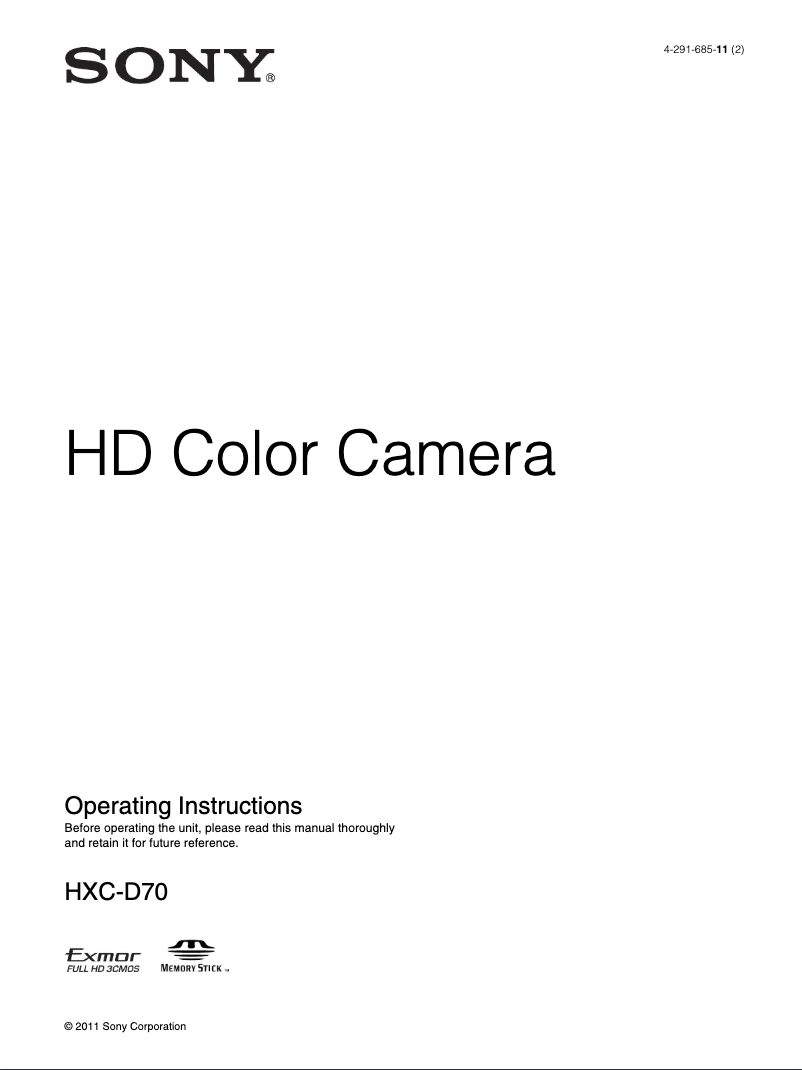 Página 1 del manual Manual de usuario Sony HXC-D70