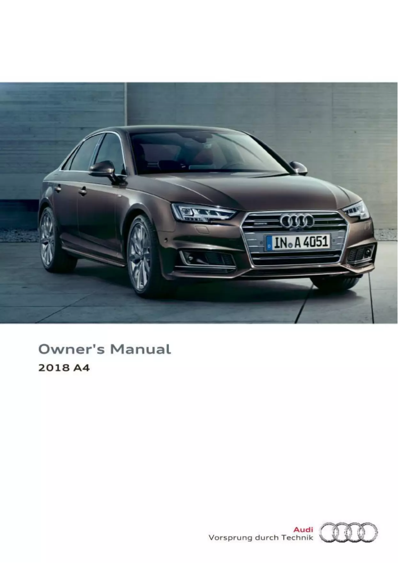 Page 1 de la notice Manuel utilisateur Audi A4 (2018)
