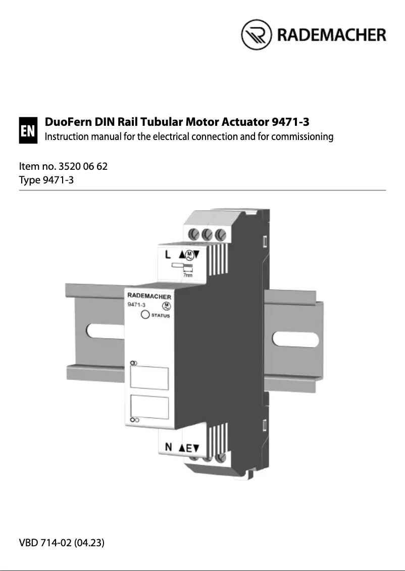 Page 1 de la notice Manuel utilisateur RADEMACHER 9471-3