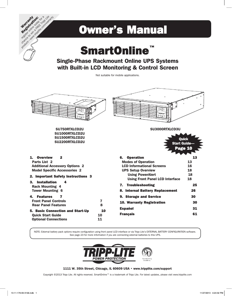 Image de la première page du manuel de l'appareil SmartOnline SU2200RTXLCD2U