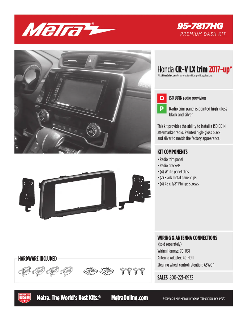 Page n°1 - Fiche technique Metra 95-7817HG