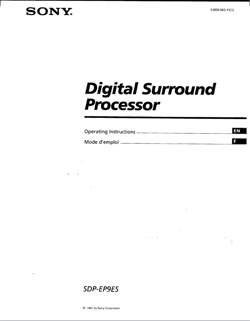 Page 1 de la notice Manuel utilisateur Sony SDP-EP9ES