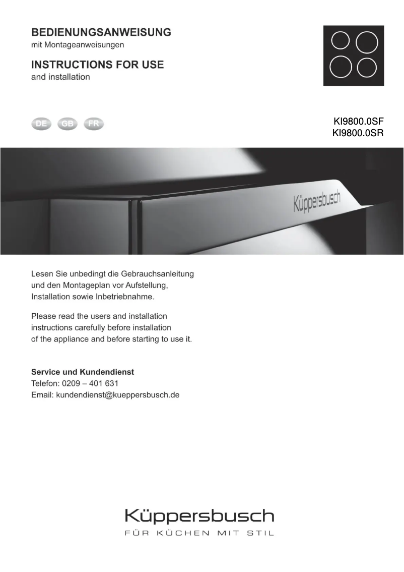Page n°1 - Manuel utilisateur Küppersbusch KI9800.0SR