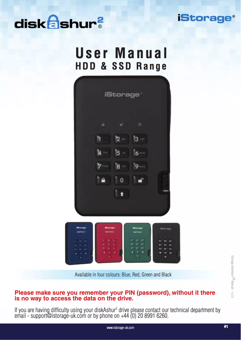 Page n°1 - Manuel utilisateur iStorage diskAshur 2