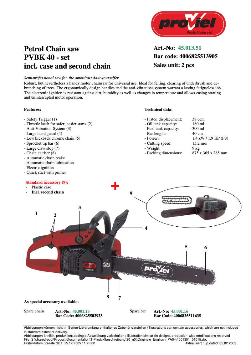 Page n°1 - Manuel utilisateur Proviel PVBK 40