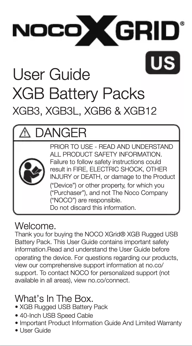 Page n°1 - Manuel utilisateur NOCO XGrid XGB3L