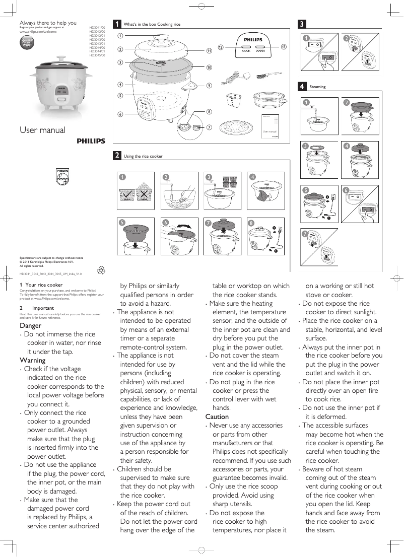 Page 1 de la notice Manuel utilisateur Philips Daily Collection HD3043