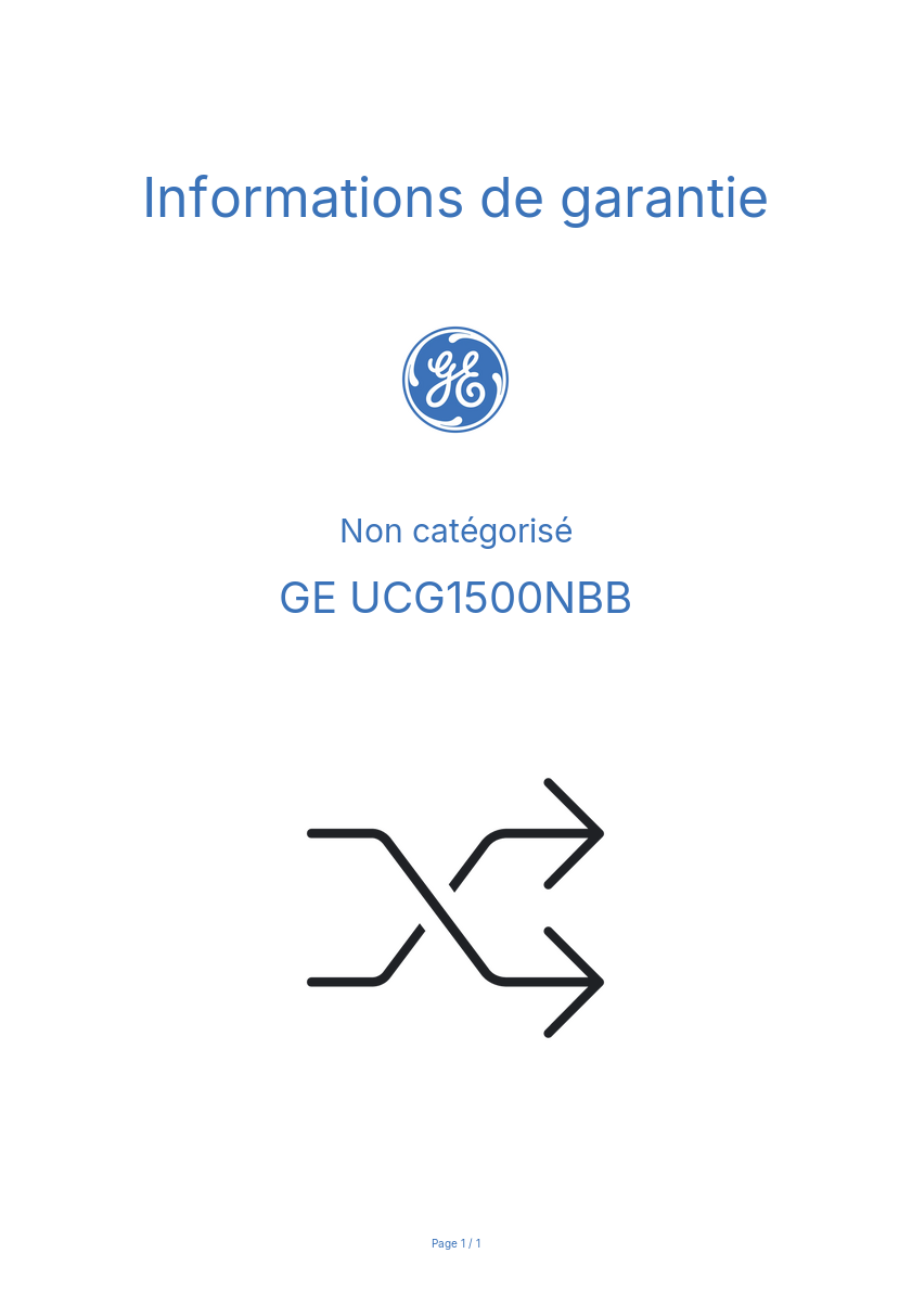 Image de la première page du manuel de l'appareil UCG1500NBB