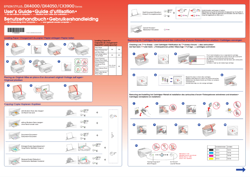 Page 1 de la notice Manuel utilisateur Epson Stylus DX 4000