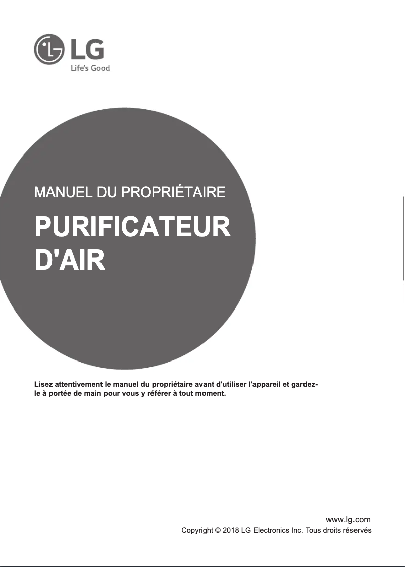 Page 1 de la notice Manuel utilisateur LG AS95GDWV0