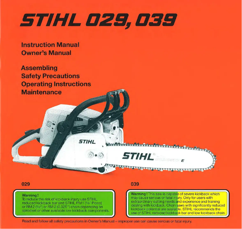 Page 1 de la notice Manuel utilisateur Stihl 039