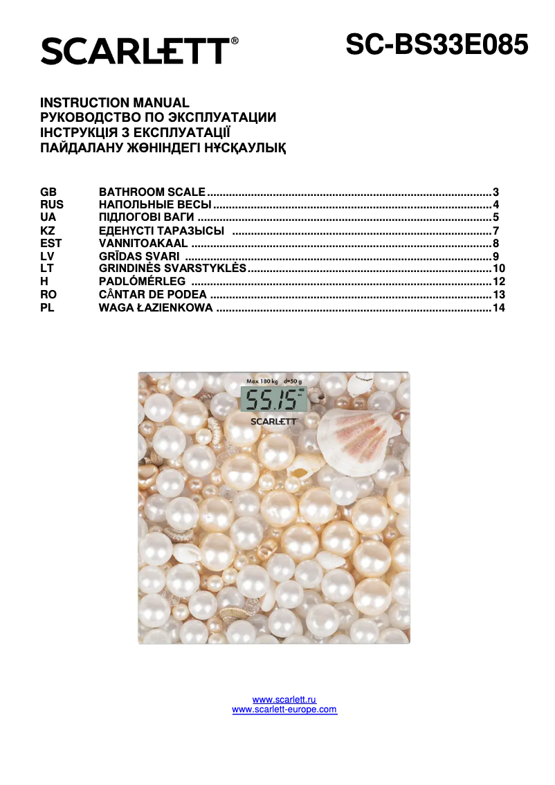 Page 1 de la notice Manuel utilisateur Scarlett SC-BS33E085