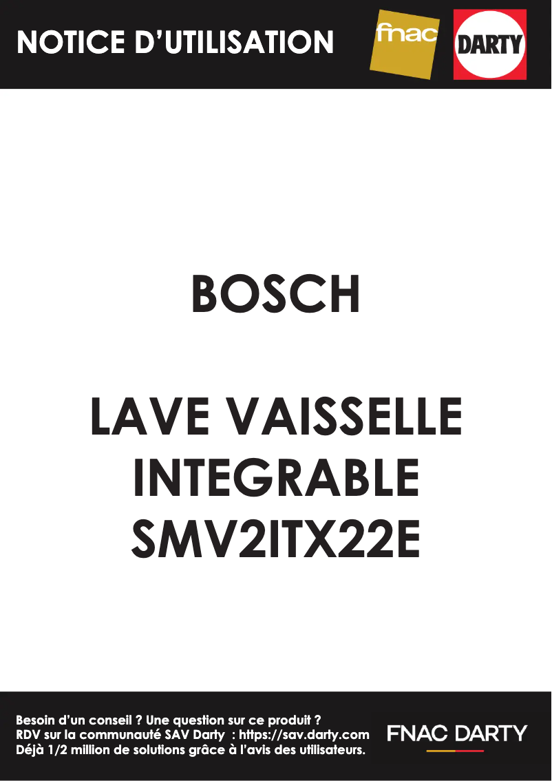 Page 1 de la notice Manuel utilisateur Bosch Serie 2 SMV2ITX22E
