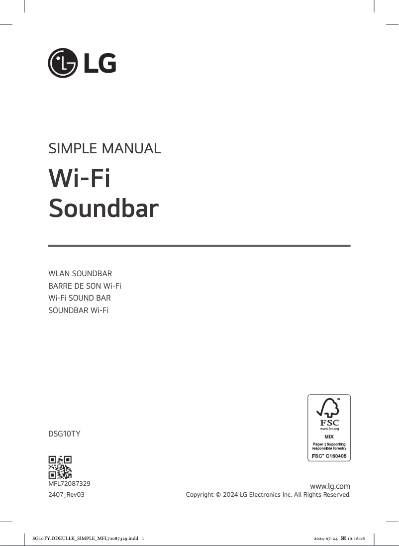 Page 1 de la notice Manuel utilisateur LG DSG10TY