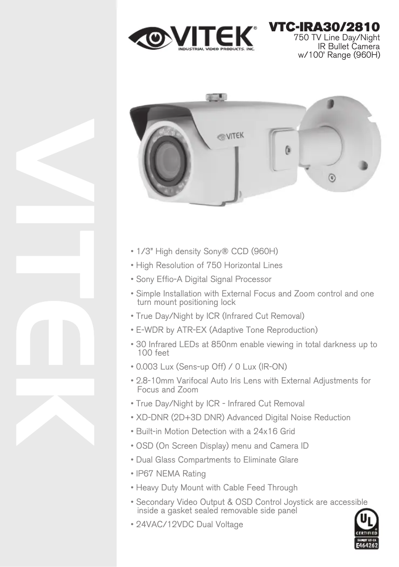 Page n°1 - Manuel utilisateur Vitek VTC-IRA30