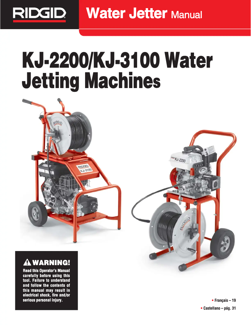 Page 1 de la notice Manuel utilisateur Ridgid KJ-3100
