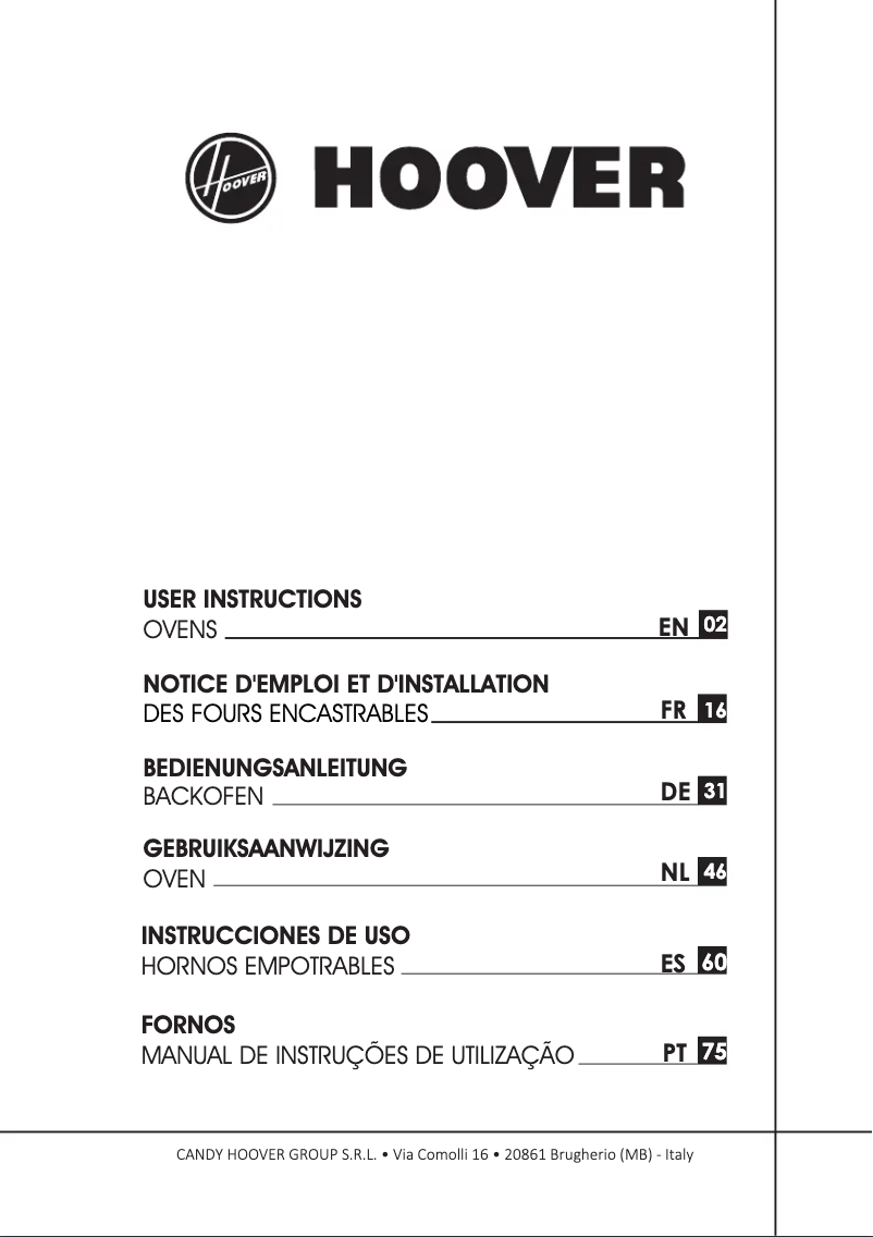 Page n°1 - Manuel utilisateur Hoover HOT5880B/E