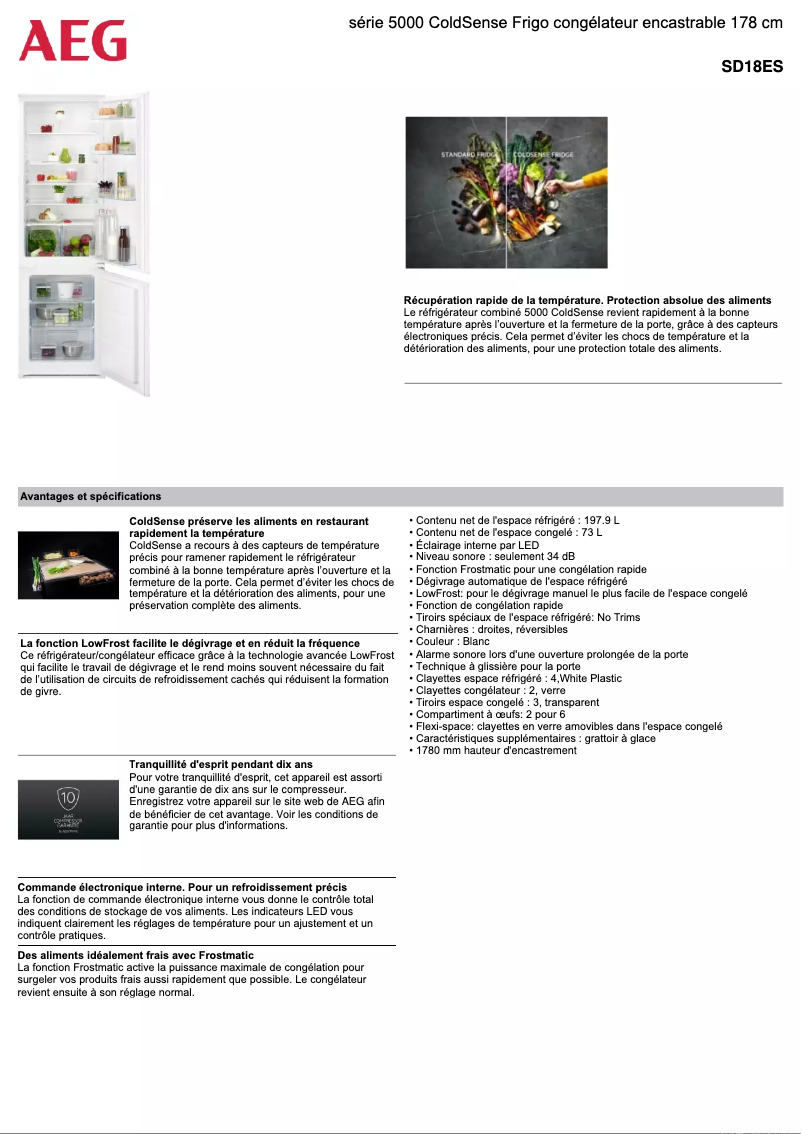 Página 1 del manual Ficha técnica AEG SD18ES