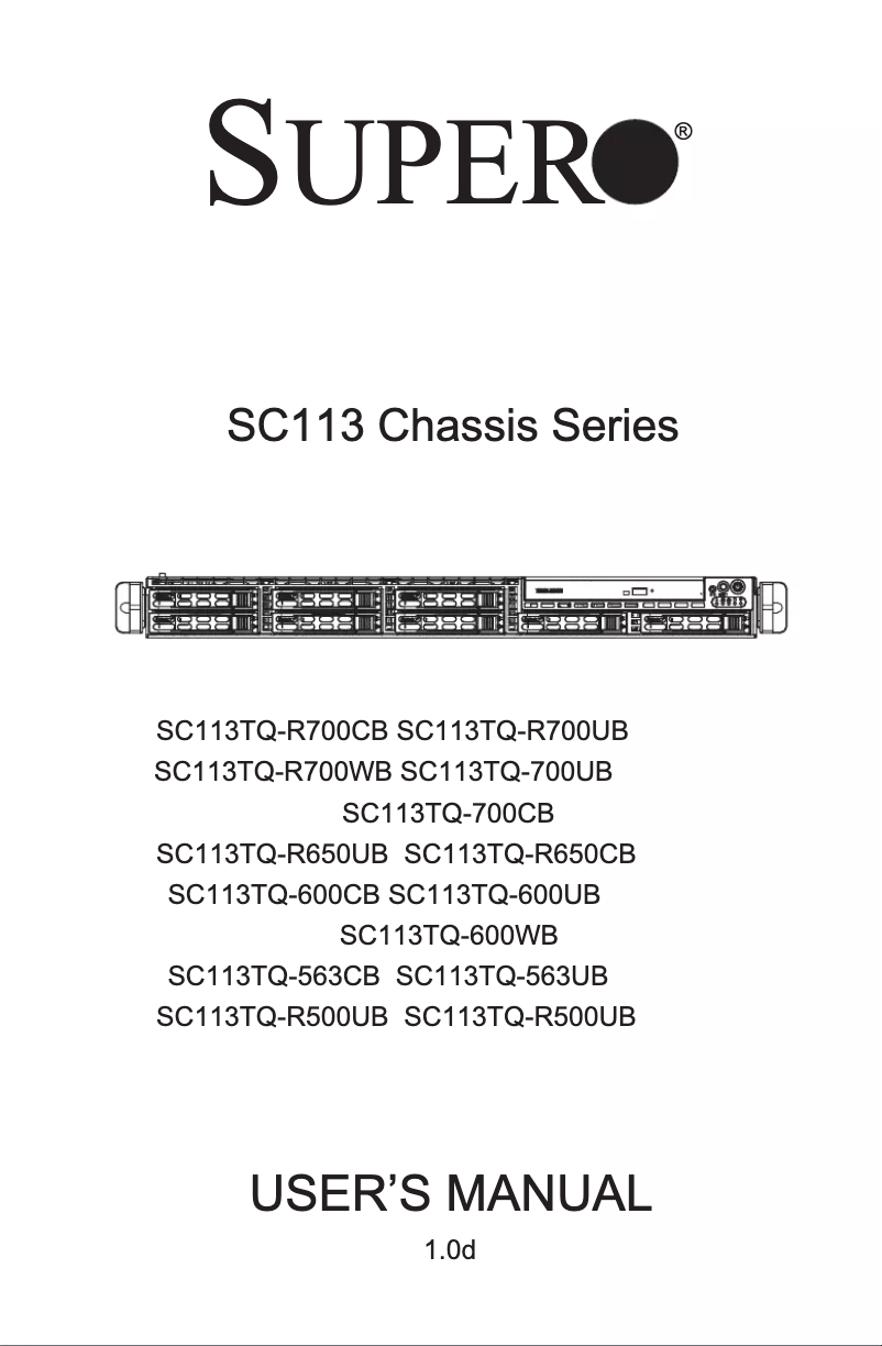 Page 1 de la notice Manuel utilisateur Supermicro SuperChassis SC113