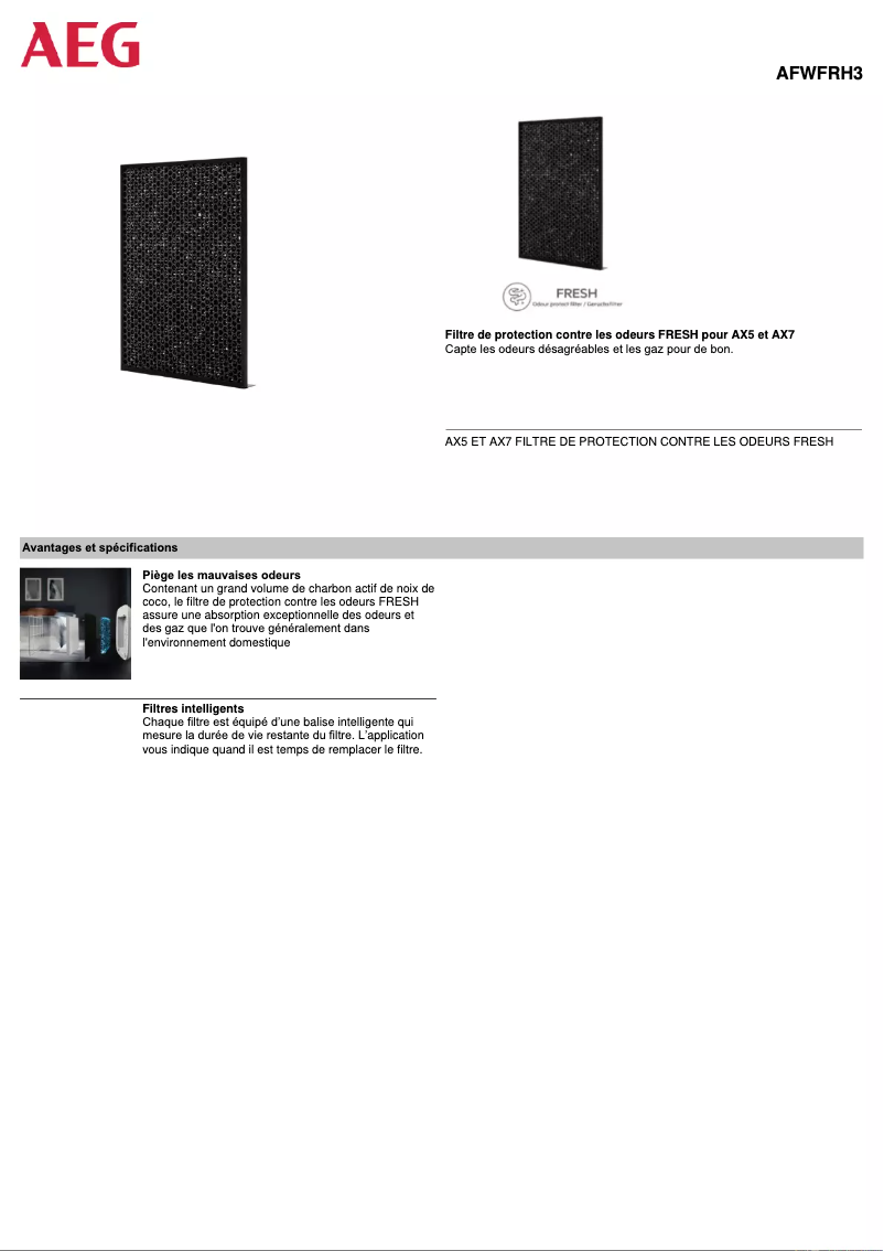 Page 1 de la notice Manuel utilisateur AEG AFWFRH3