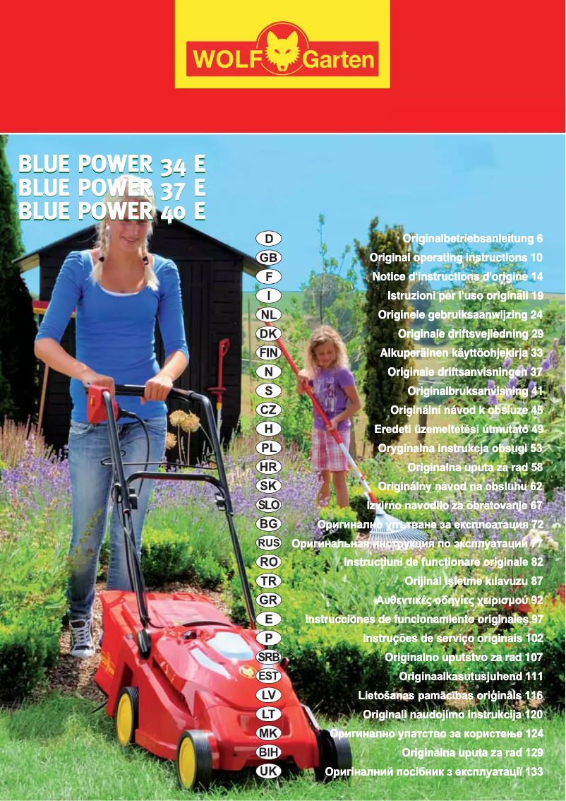 Page 1 de la notice Manuel utilisateur Wolf Garten Bluepower 37 E