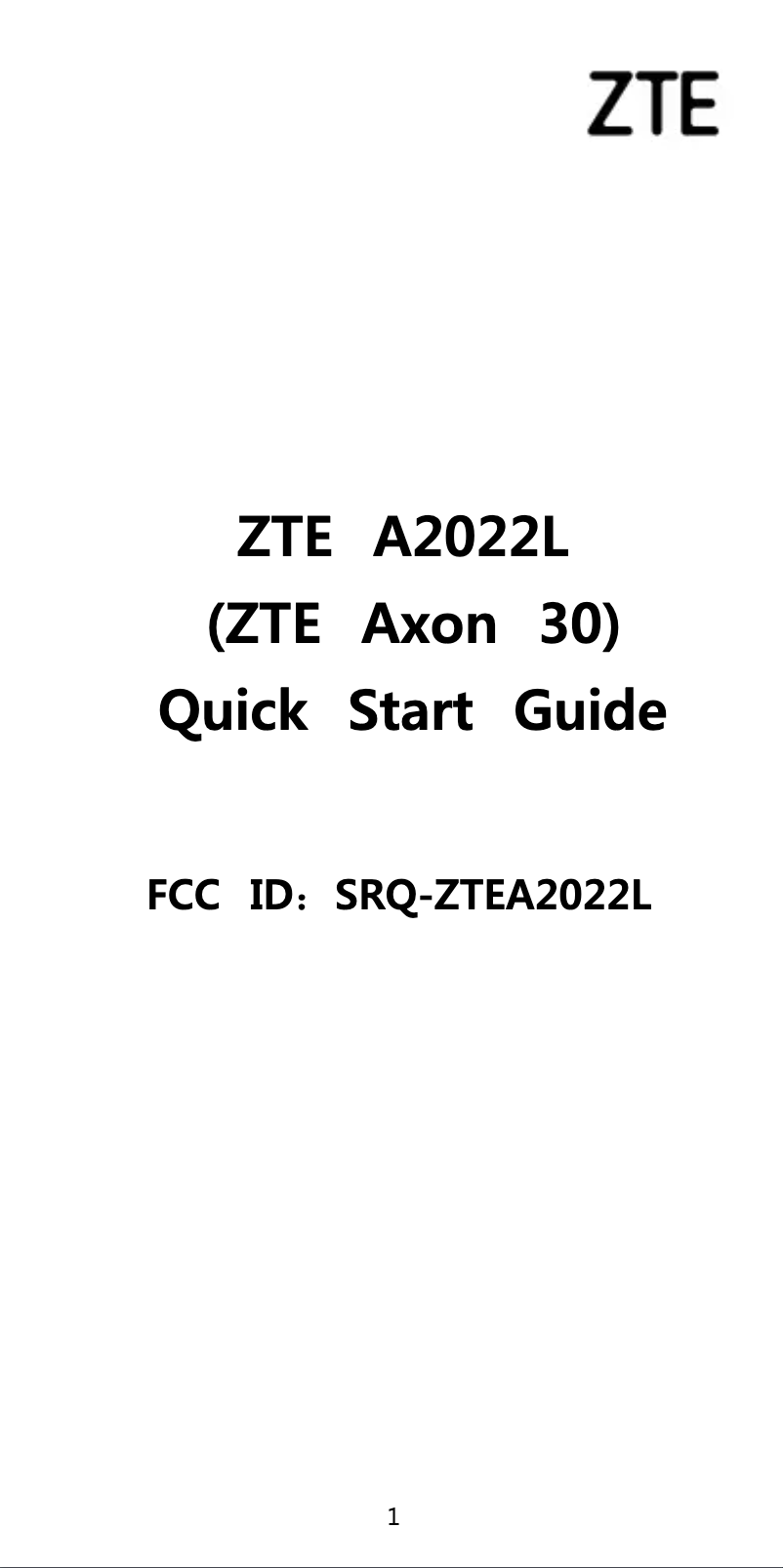 Page n°1 - Guide de démarrage rapide ZTE Axon 30 5G