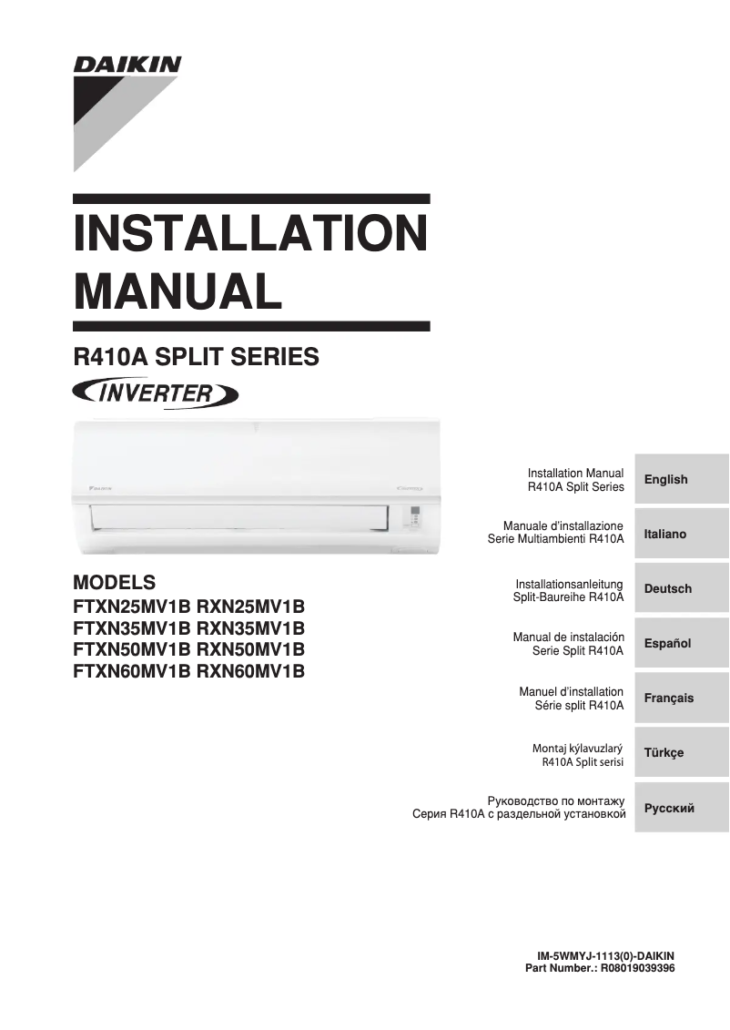 Page n°1 - Manuel utilisateur Daikin RXN35MV1B