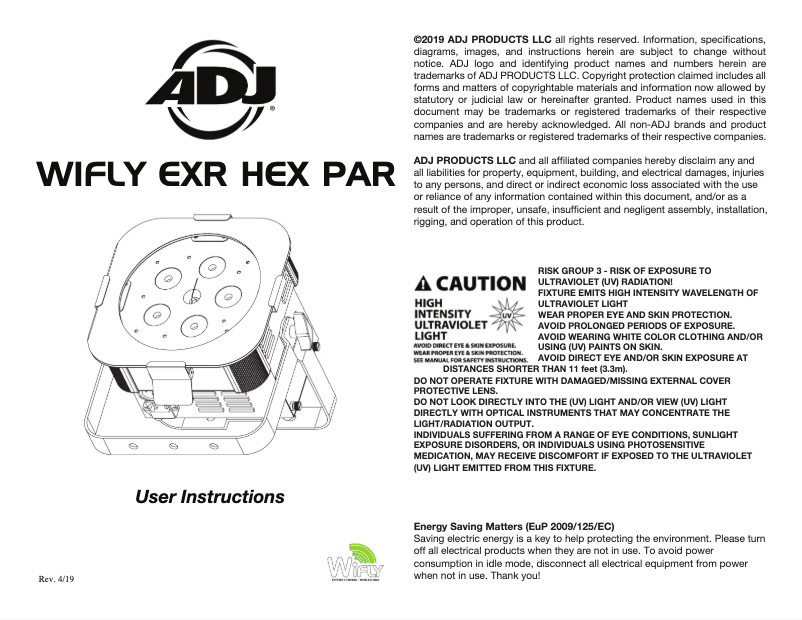 Image de la première page du manuel de l'appareil WiFLY EXR Hex Par