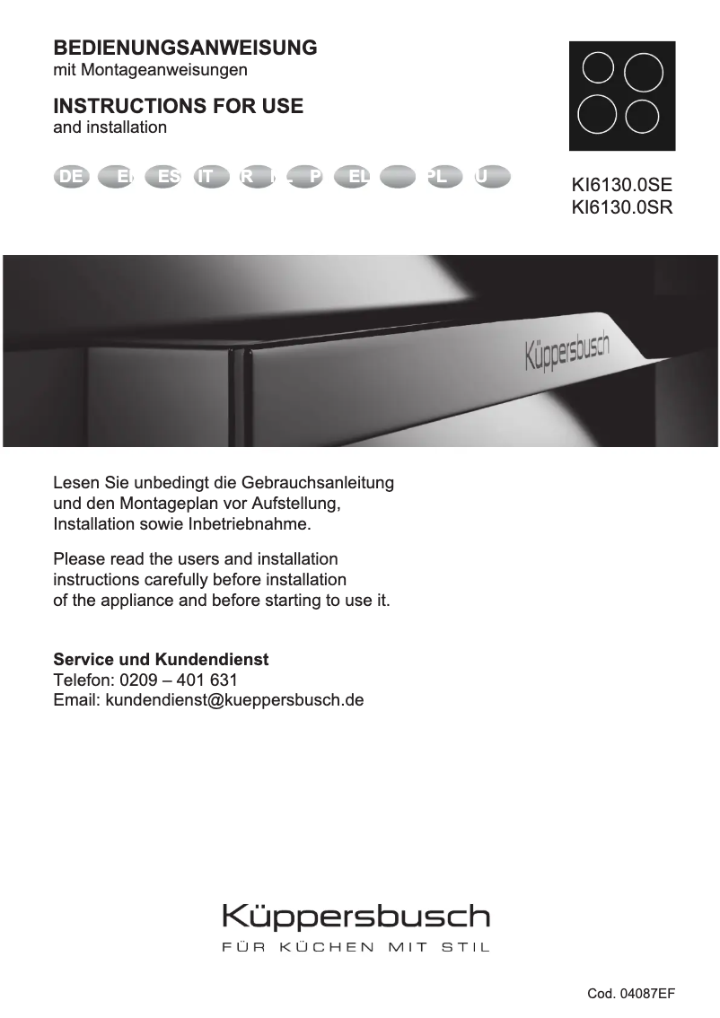 Page 1 de la notice Manuel utilisateur Küppersbusch KI6130.0SE