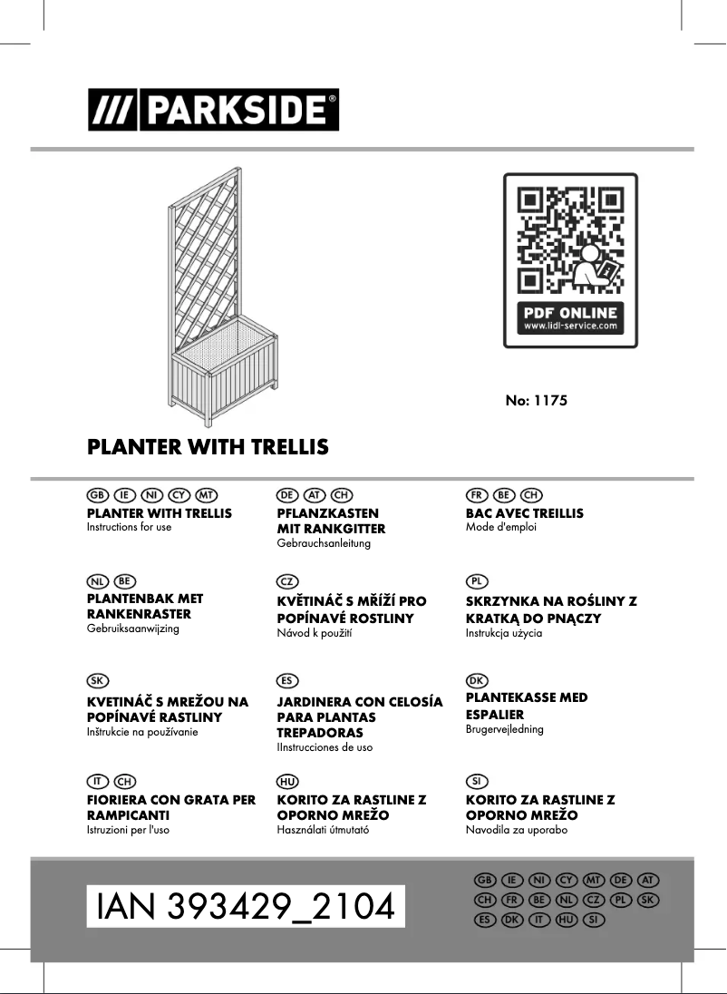 Page 1 de la notice Manuel utilisateur Parkside IAN 393429