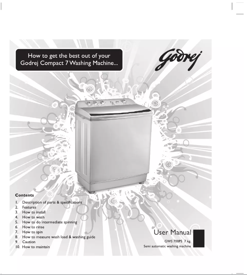 Page 1 de la notice Manuel utilisateur Godrej GWS 700PS