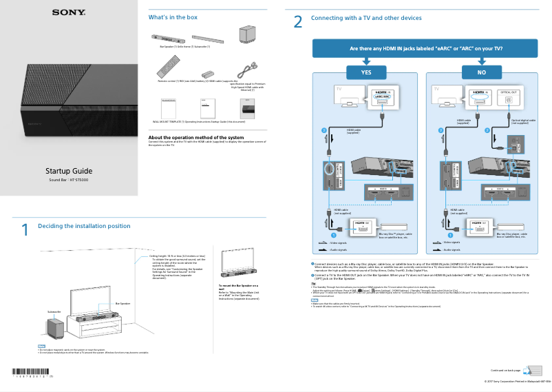 Page n°1 - Guide d'installation Sony HT-ST5000