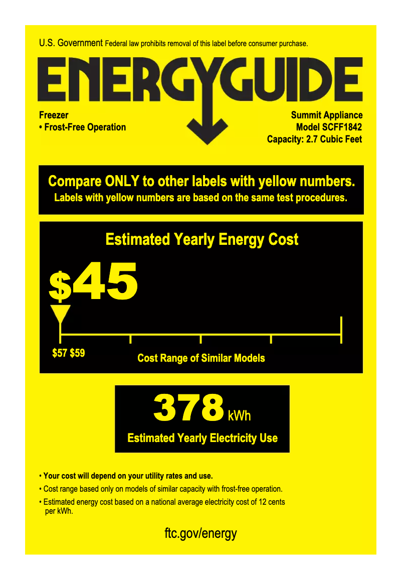 Page n°1 - Label énergétique Summit SCFF1842