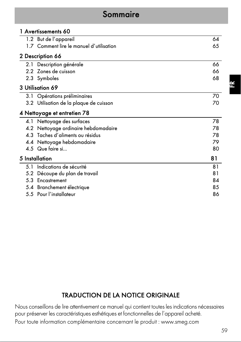 Page n°1 - Manuel utilisateur Smeg SI964PM