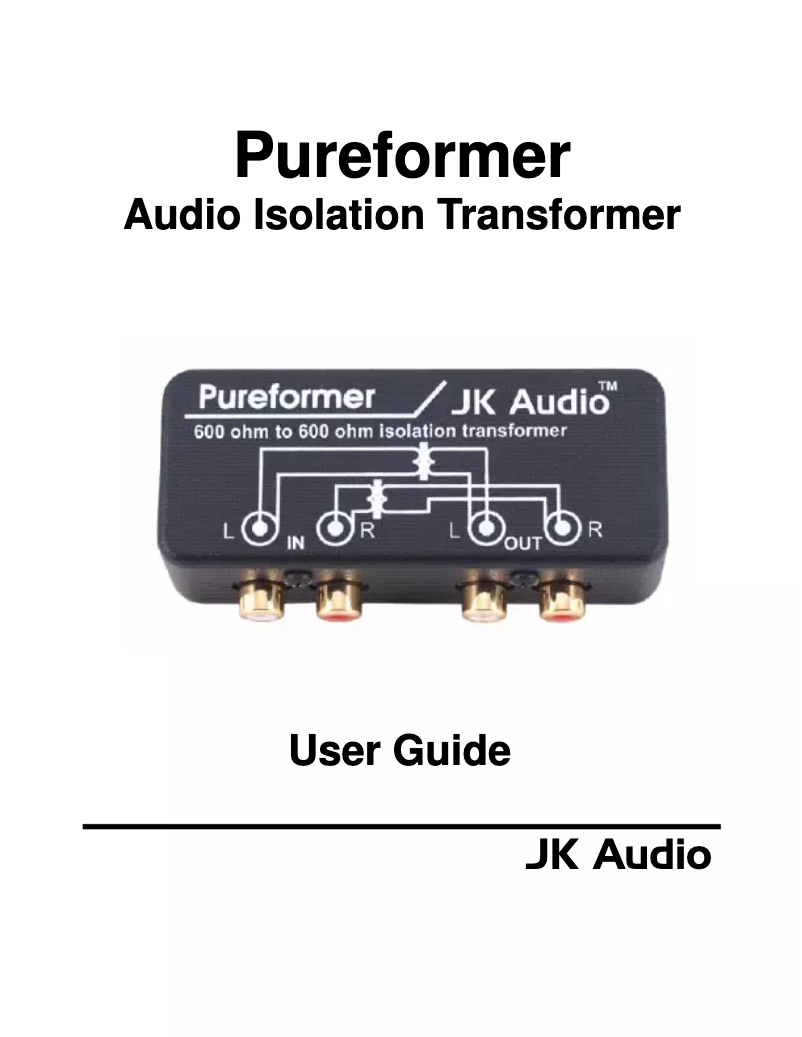 Page n°1 - Manuel utilisateur JK Audio Pureformer