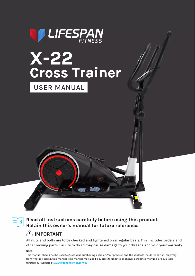 Page 1 de la notice Manuel utilisateur LifeSpan X-22
