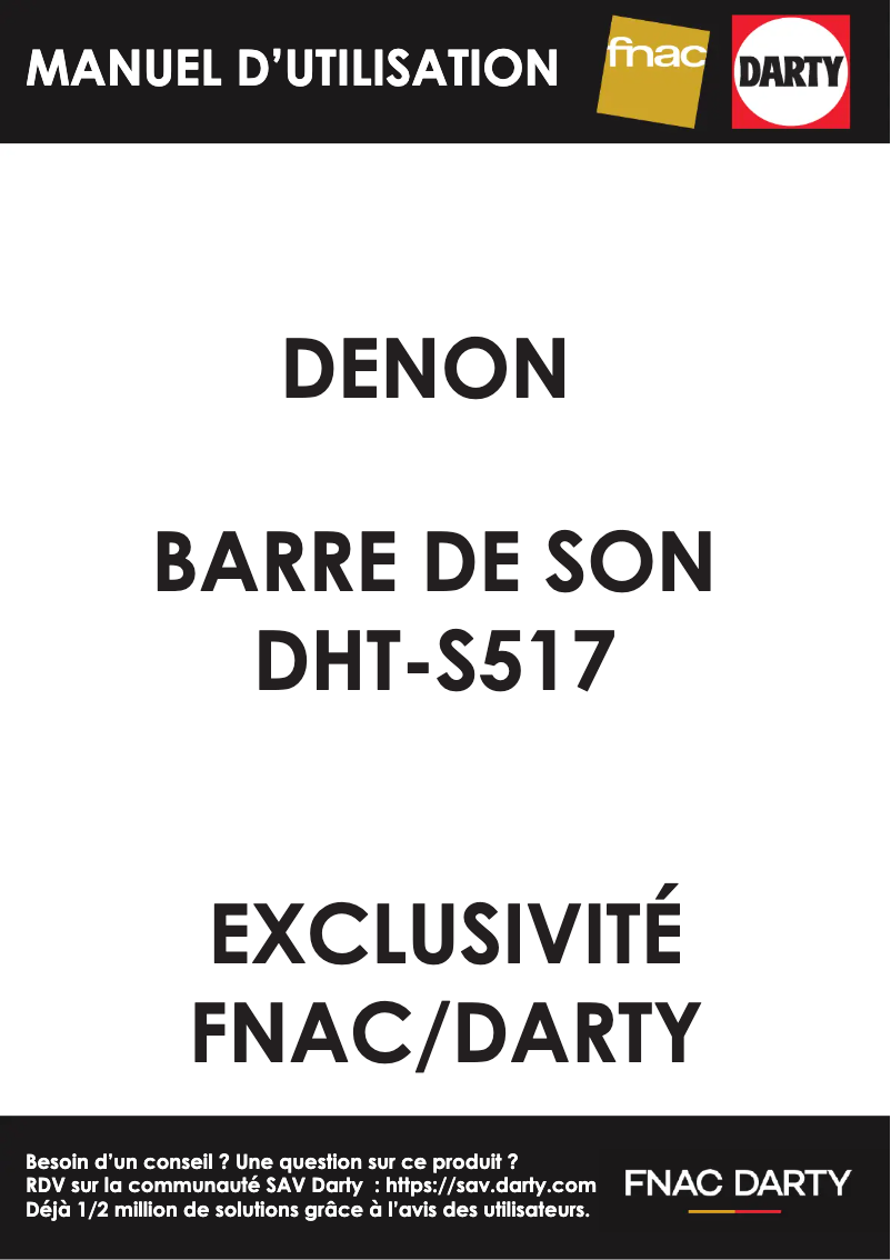 Page 1 de la notice Manuel utilisateur Denon DHT-S517
