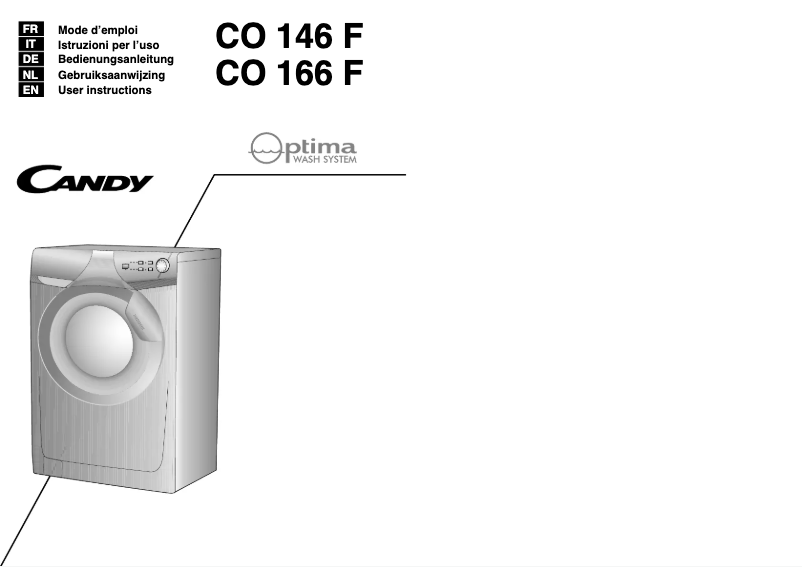 Page n°1 - Manuel utilisateur Candy CO 166F/L1-S