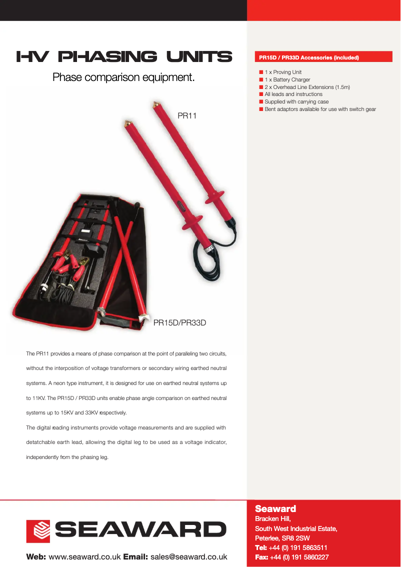 Page 1 de la notice Fiche technique Seaward PR15D