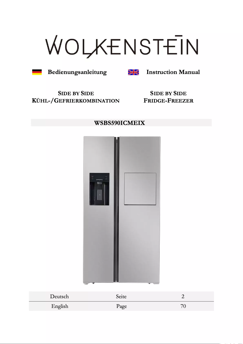 Page n°1 - Manuel utilisateur Wolkenstein WSBS590ICMEIX