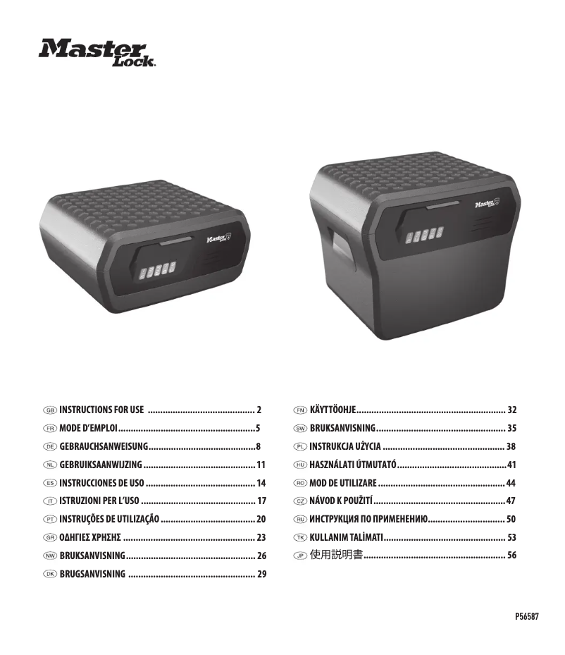 Página 1 del manual Manual de usuario Master Lock P56069