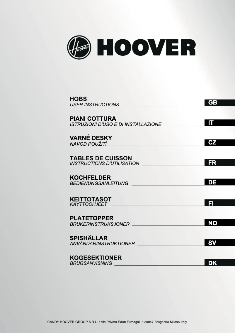 Page n°1 - Manuel utilisateur Hoover HH64DCT