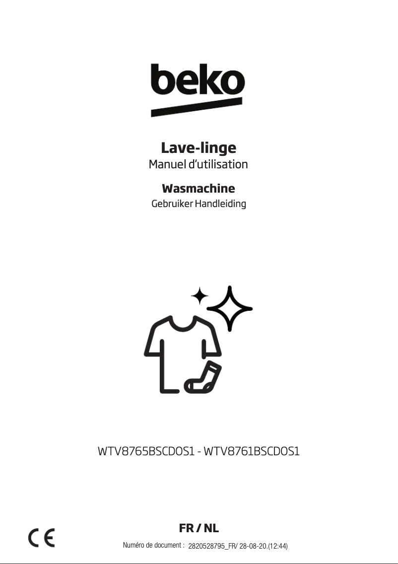 Page 1 de la notice Manuel utilisateur Beko WTV8765BSCDOS1