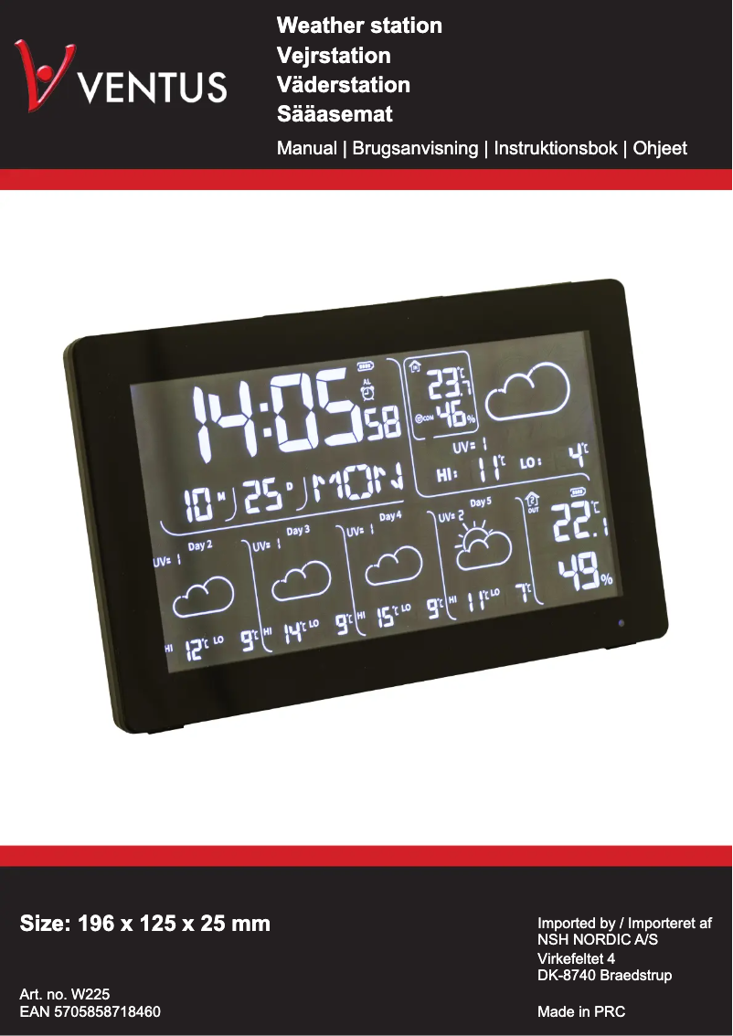 Image de la première page du manuel de l'appareil W225