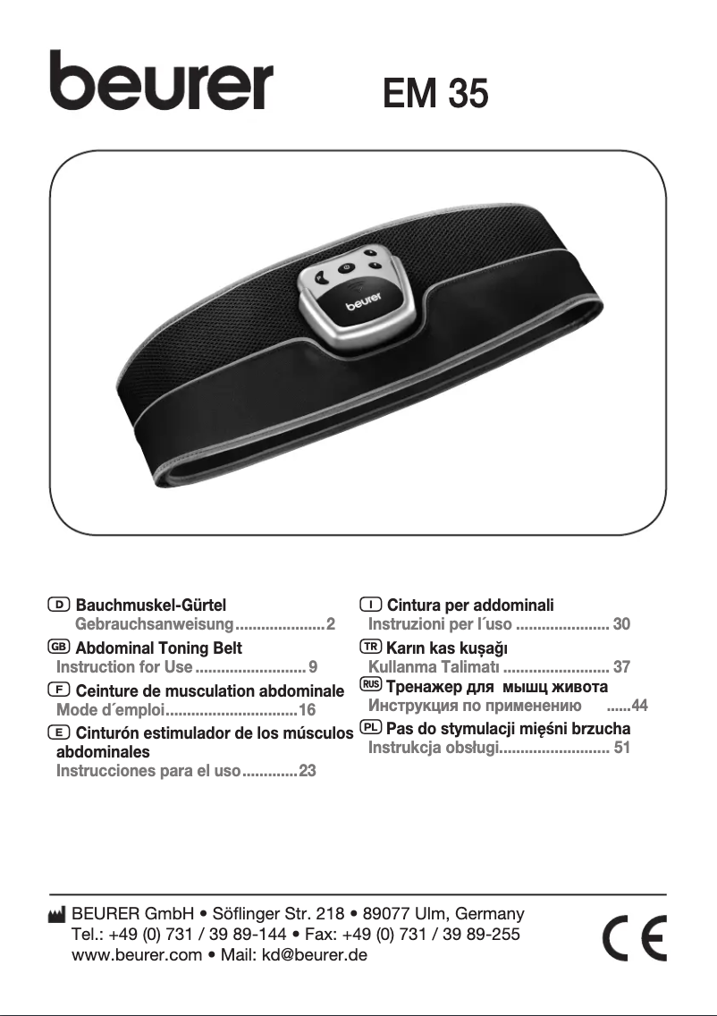 Page 1 de la notice Manuel utilisateur Beurer EM 35