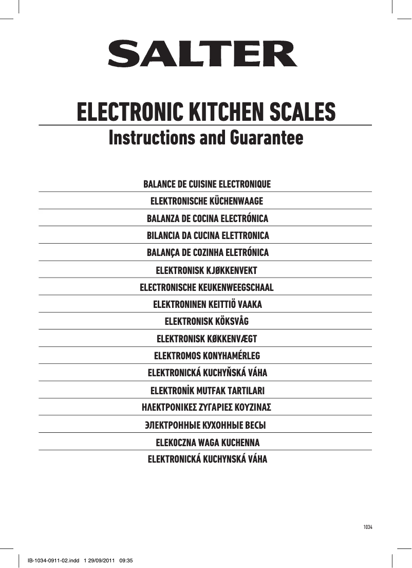 Page n°1 - Manuel utilisateur Salter 1034
