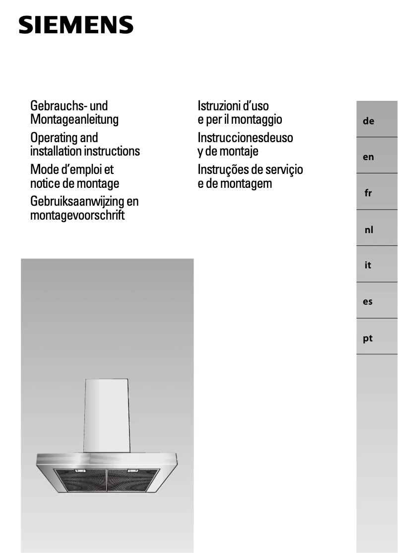 Page n°1 - Guide d'installation Siemens LC968BA90
