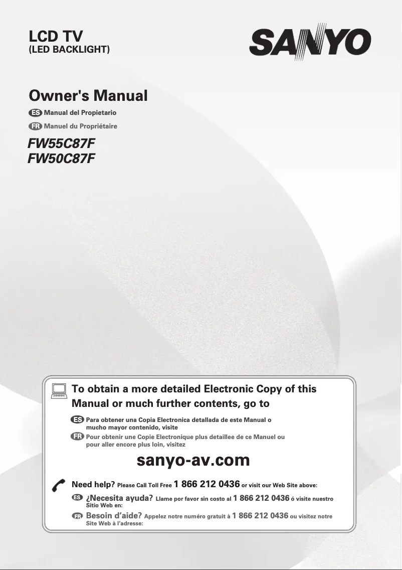 Page n°1 - Manuel utilisateur Sanyo FW55C87F
