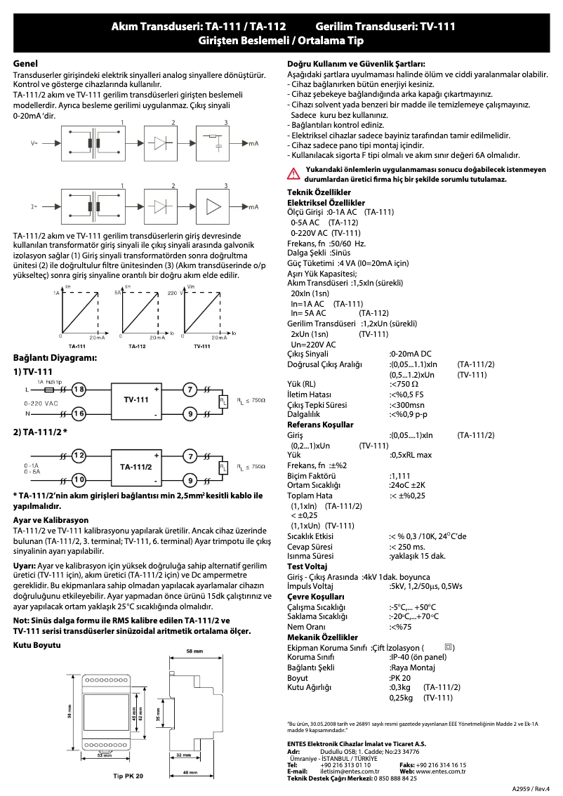 Image de la première page du manuel de l'appareil TA-111